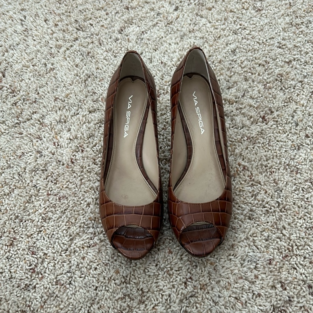 Via Spiga Croc Peep Tow Heels